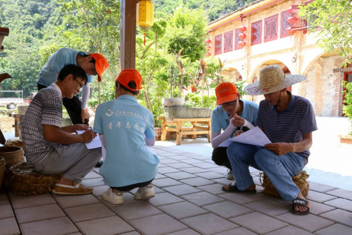 实践队成员对村民进行问卷调查